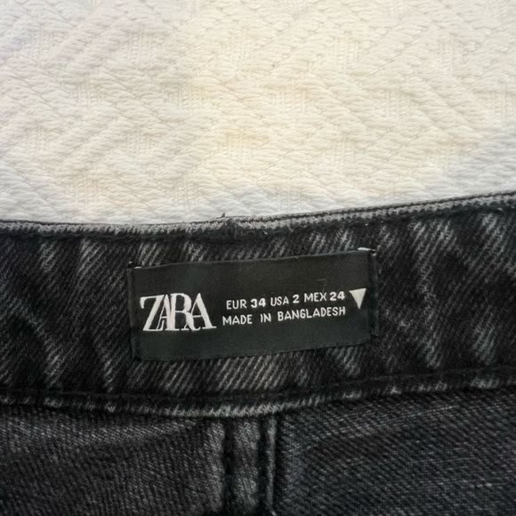 Zara Black Faded Distressed Grunge Denim Jean Shorts Pockets Women’s 2 Cut Off - Picture 2 of 11